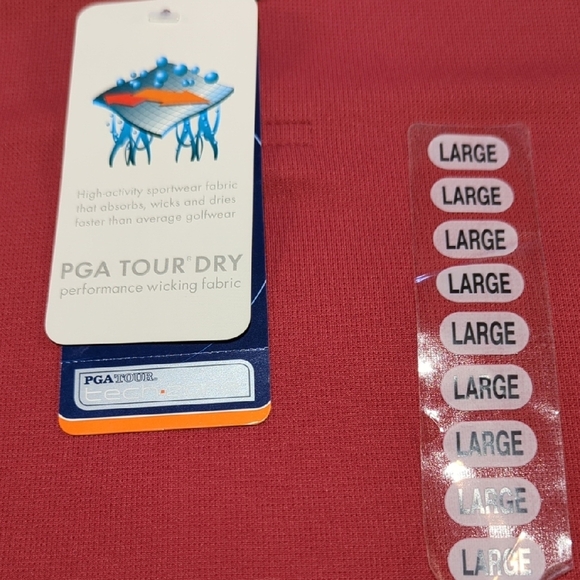 PGA Tour Red Performance Polo Shirt - Picture 3 of 15